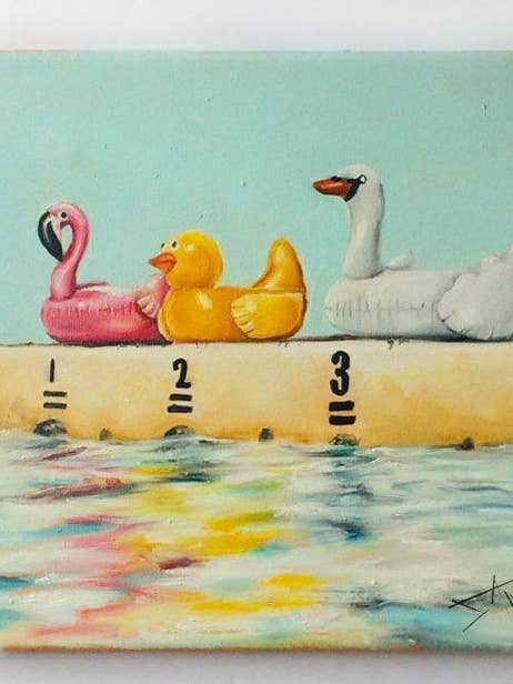 Stampa d'Arte Estiva: Gara di Gonfiabili in Piscina per la vendita all'ingrosso da parte di SamArtisan