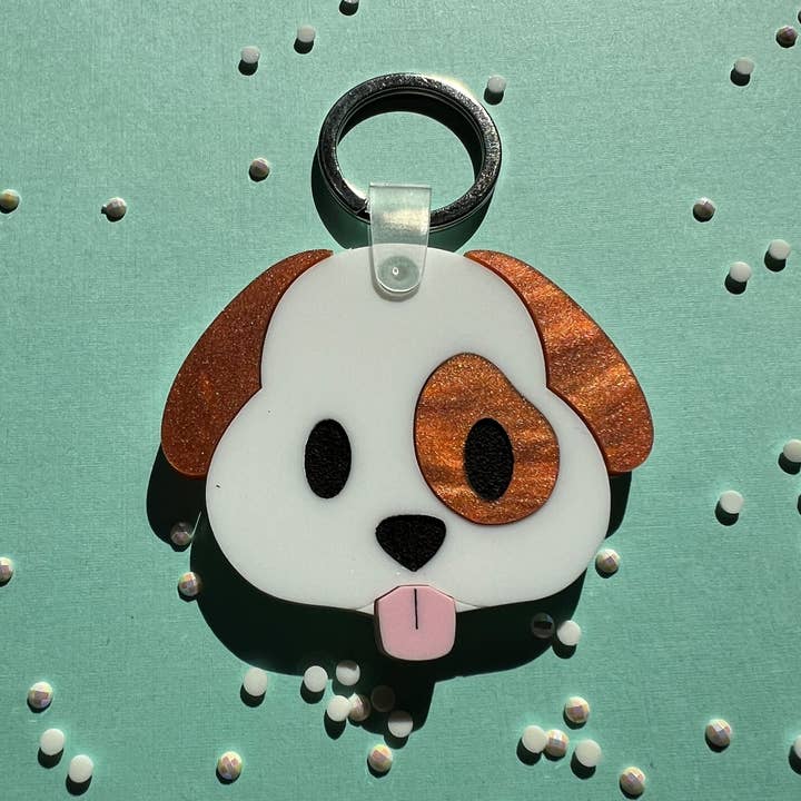 Llavero acrílico con capas de emojis de cachorro para venta al por mayor de The Sweet Squid