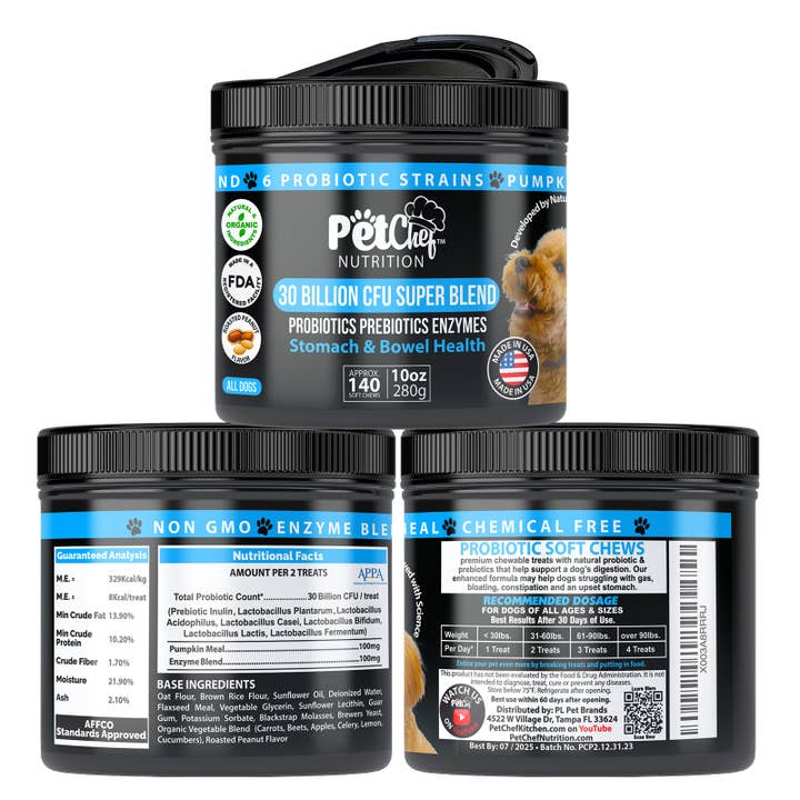 Pet Chef Probiotic Soft Chew Supplements 10oz 140ct for wholesale by Global Private Brands