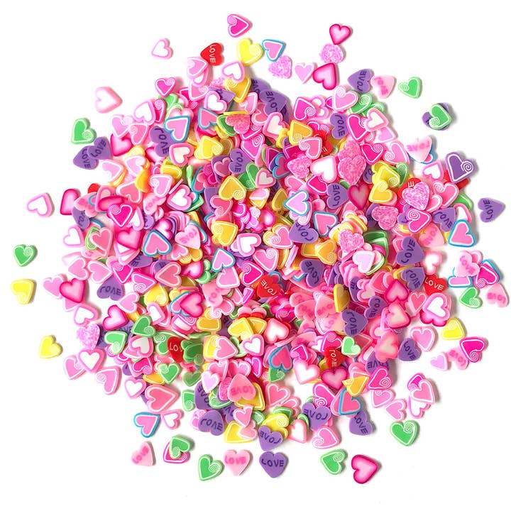Candy Hearts Polymer Clay Craft Embellishments for wholesale by Buttons Galore & More