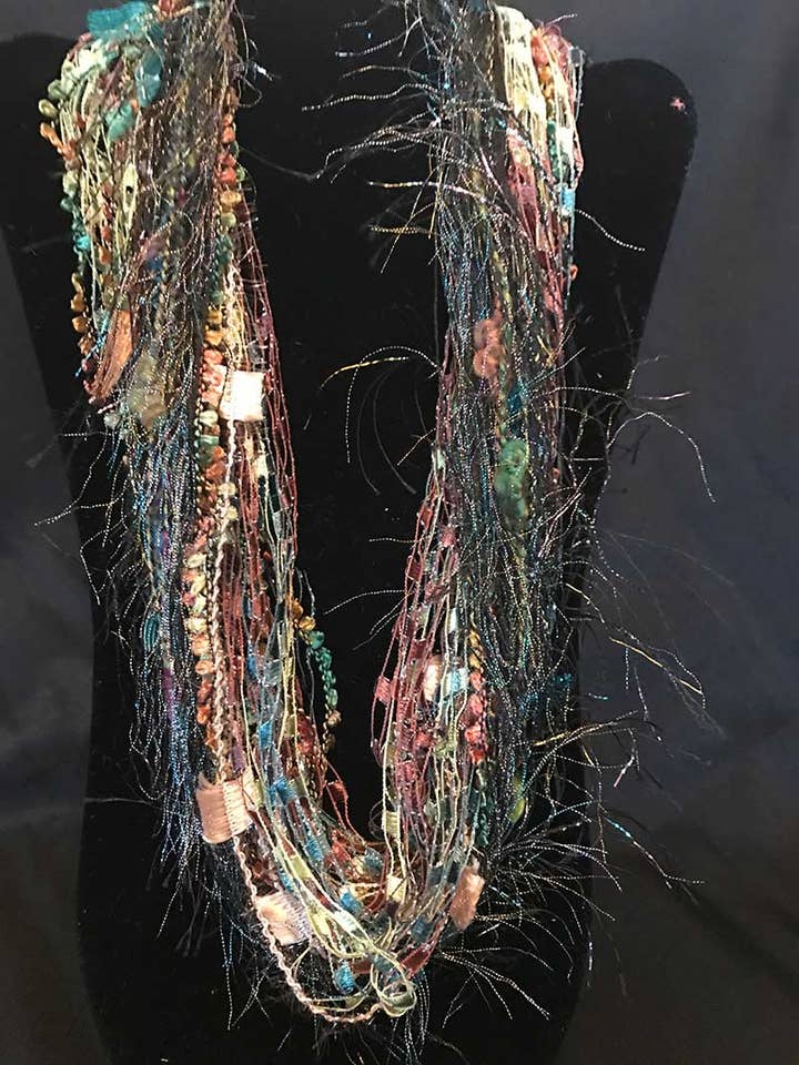 LaPetite Infinity Scarf in Teal Brown & Gold - Handmade for wholesale by Scarves of Westwood