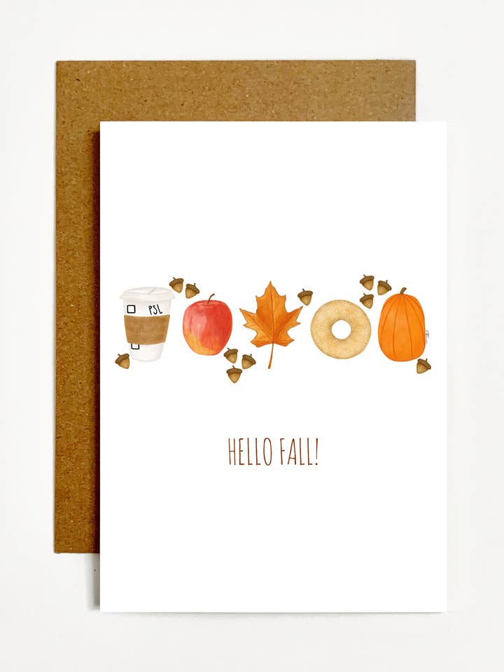 Hello Fall! Greeting Card (single or boxed) for wholesale by k.Patricia Designs