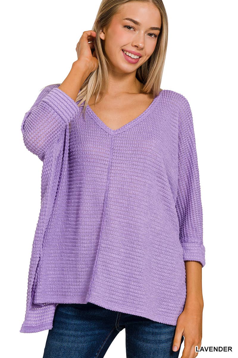 42POPS - Wholesale Knit Sweater - Women's - `.V Neck Hi Low Hem Jacquard Sweater28