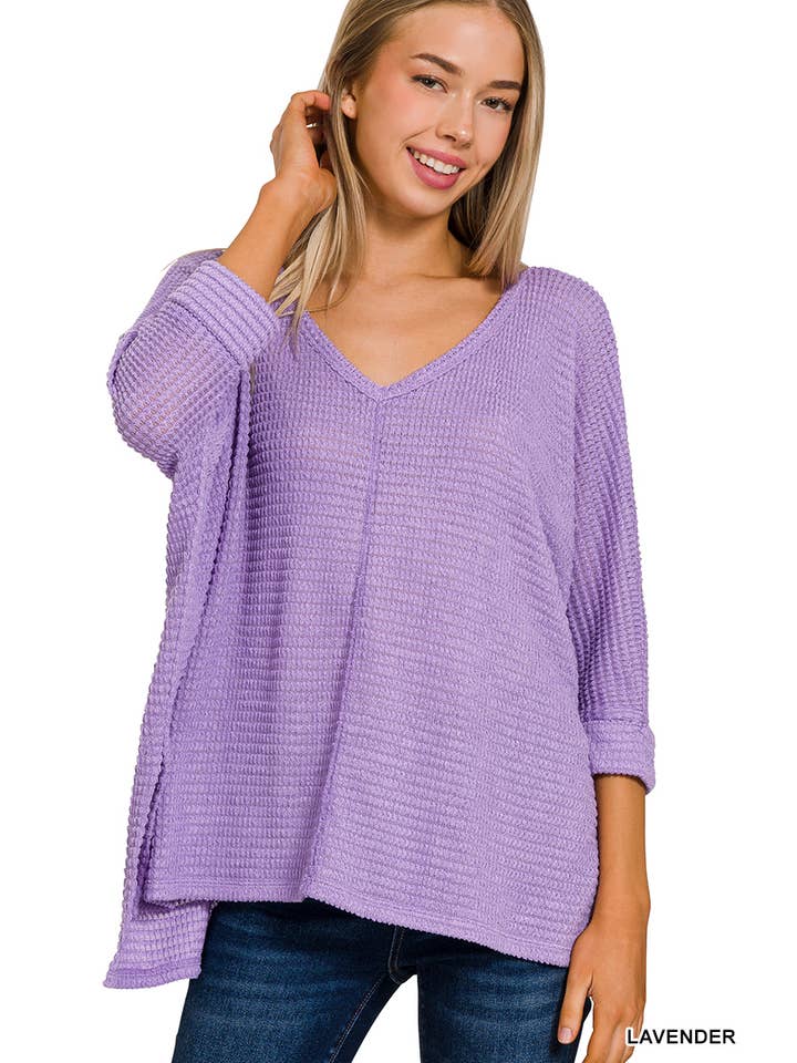 42POPS - Wholesale Knit Sweater - Women's - `.V Neck Hi Low Hem Jacquard Sweater28