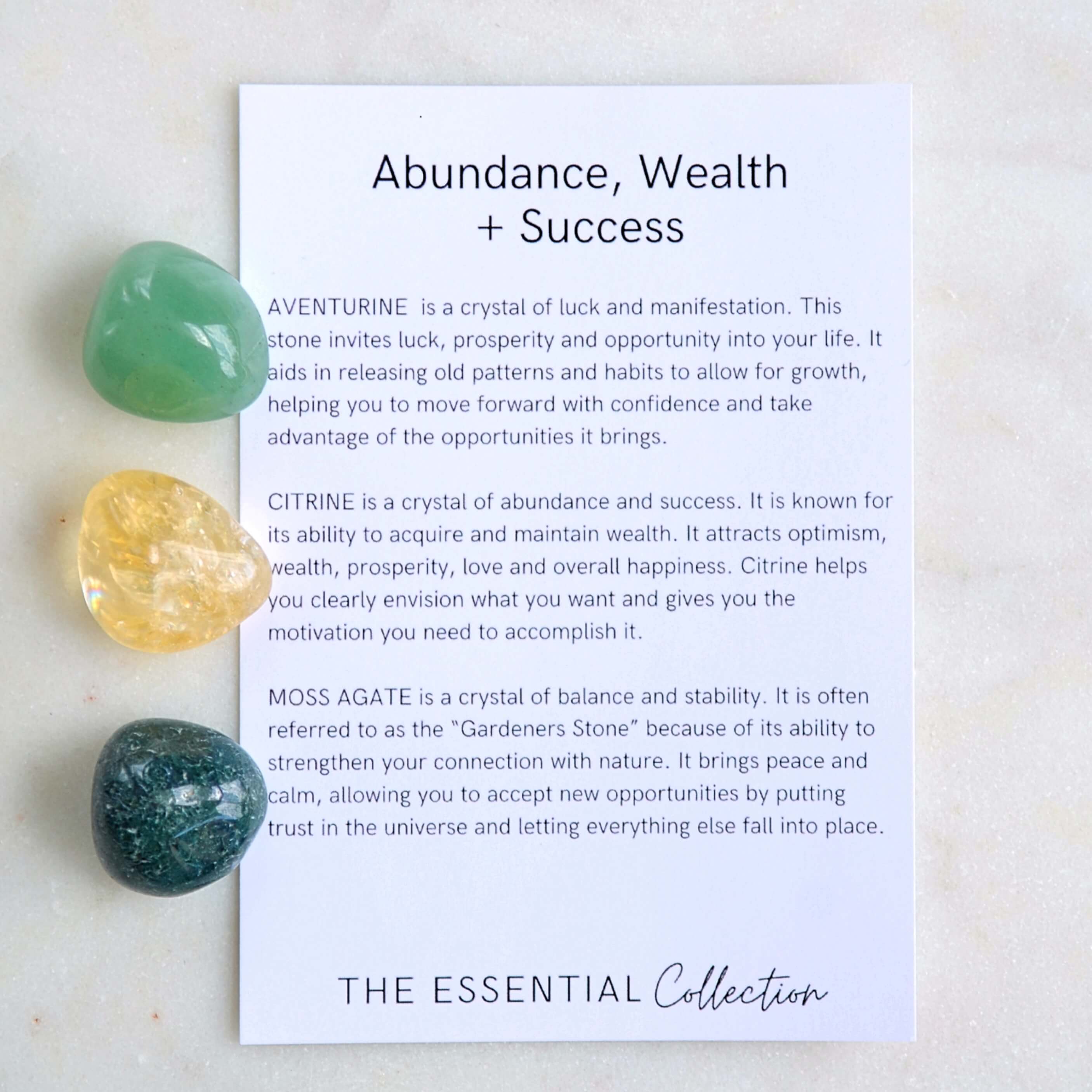 The Essential Collection - Wholesale Spiritual stone/crystal - Abundance, Wealth + Success Crystal Kit2