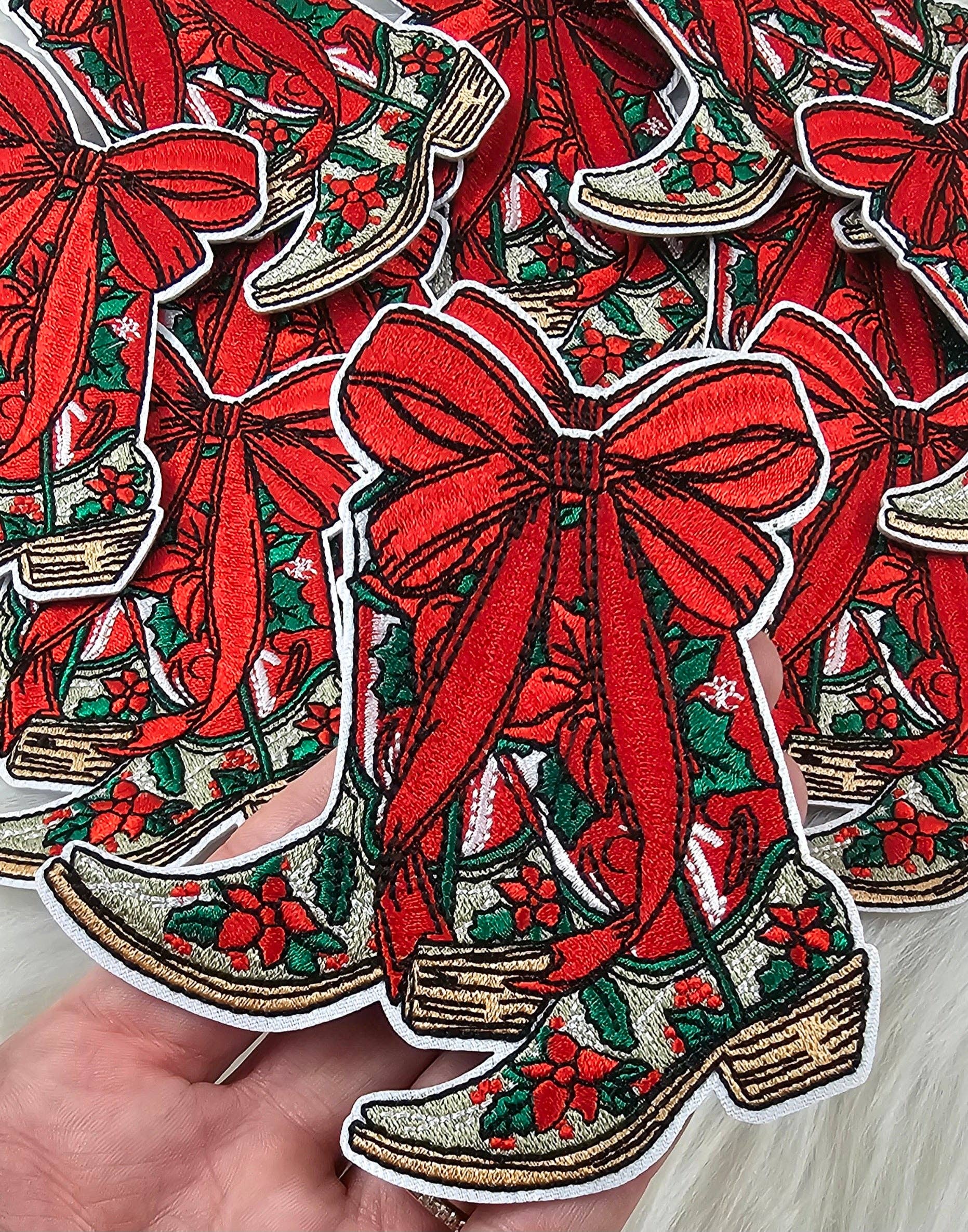 Scratch Decor - Wholesale Patch - Christmas Bow Pointsetta Western Cowgirl Boot Embroidery Iron On Patch1