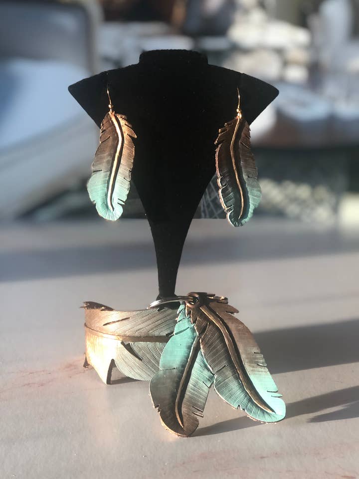 Acessório de Couro Ocidental – Brincos Estilo Ombre, Boho por atacado de AnH Silvertip Designs