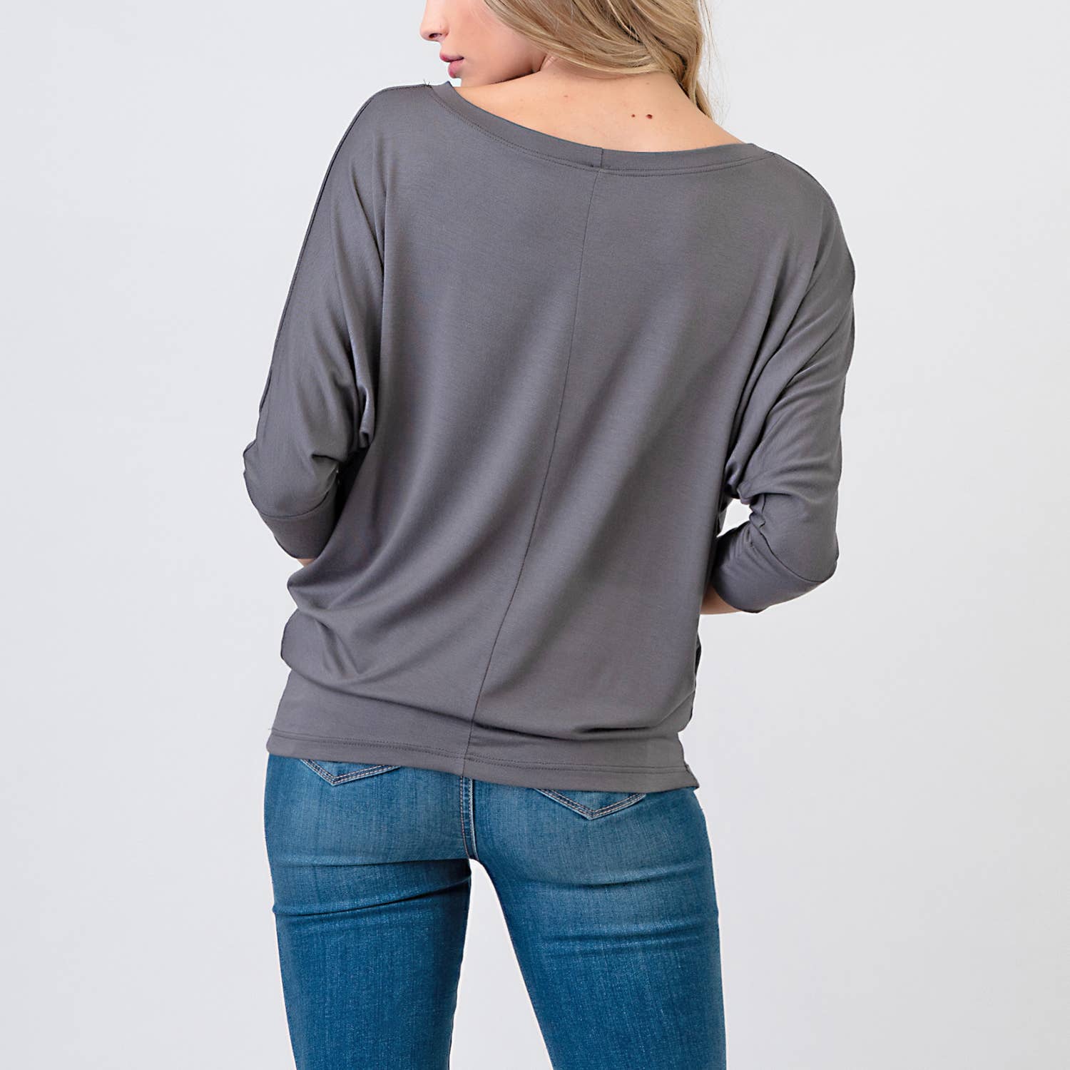 Heimious - Wholesale Knit Top - Women's - 3/4 Dolman Sleeve Round neck Modal Jersey  Top, 2503100