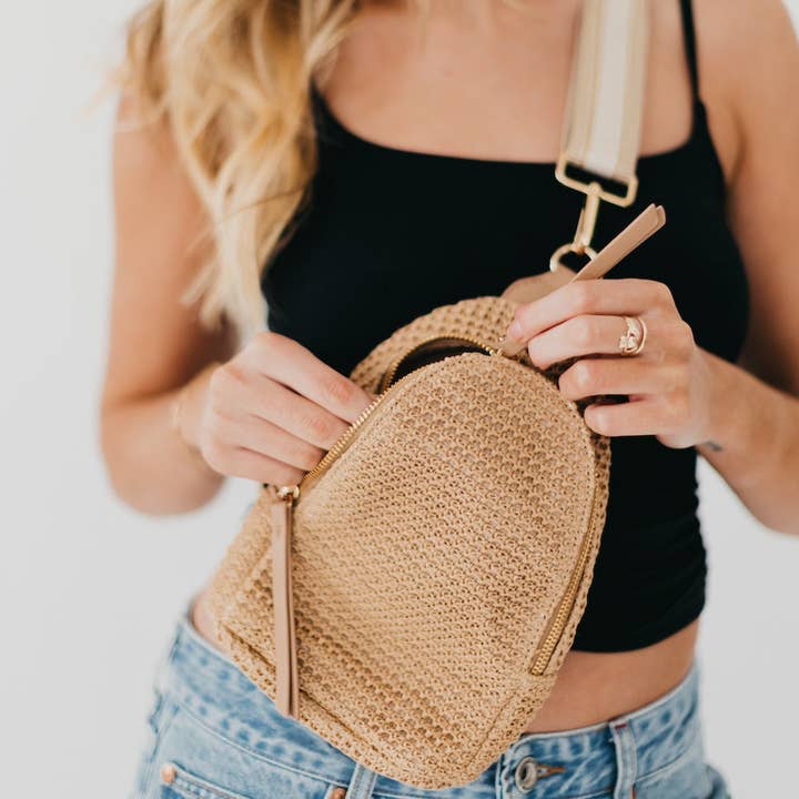 Pretty Simple - Wholesale Crossbody Bag - Women's - Rowan Raffia Sling Bag