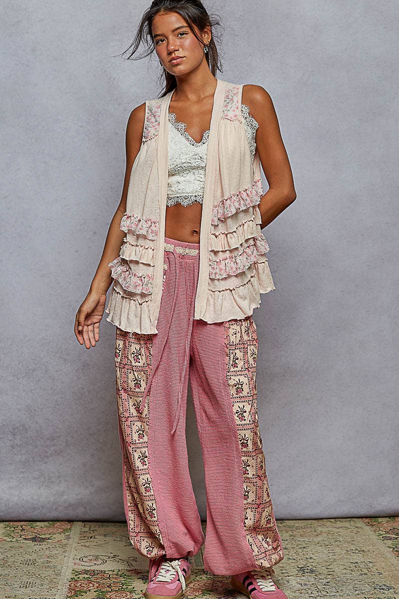 Pol Clothing - Vente Cardigan – femme - Gilet ouvert sans manches avec détails à volants EN SOLDE4