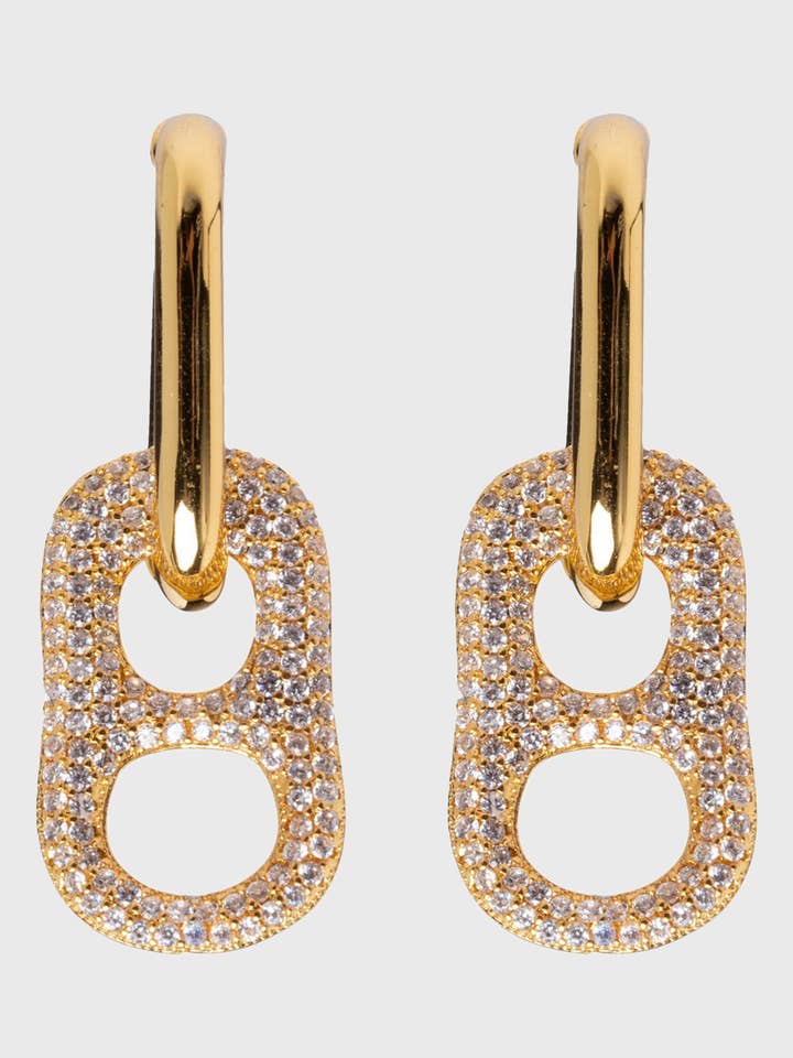 Dolce far Niente - zirkonia creolen met hanger goud voor wholesale door Filippa Firenze