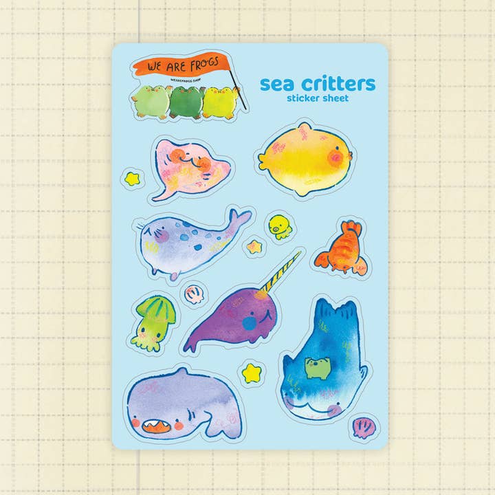 Sea Critters Sticker Sheet for wholesale by We Are Frogs