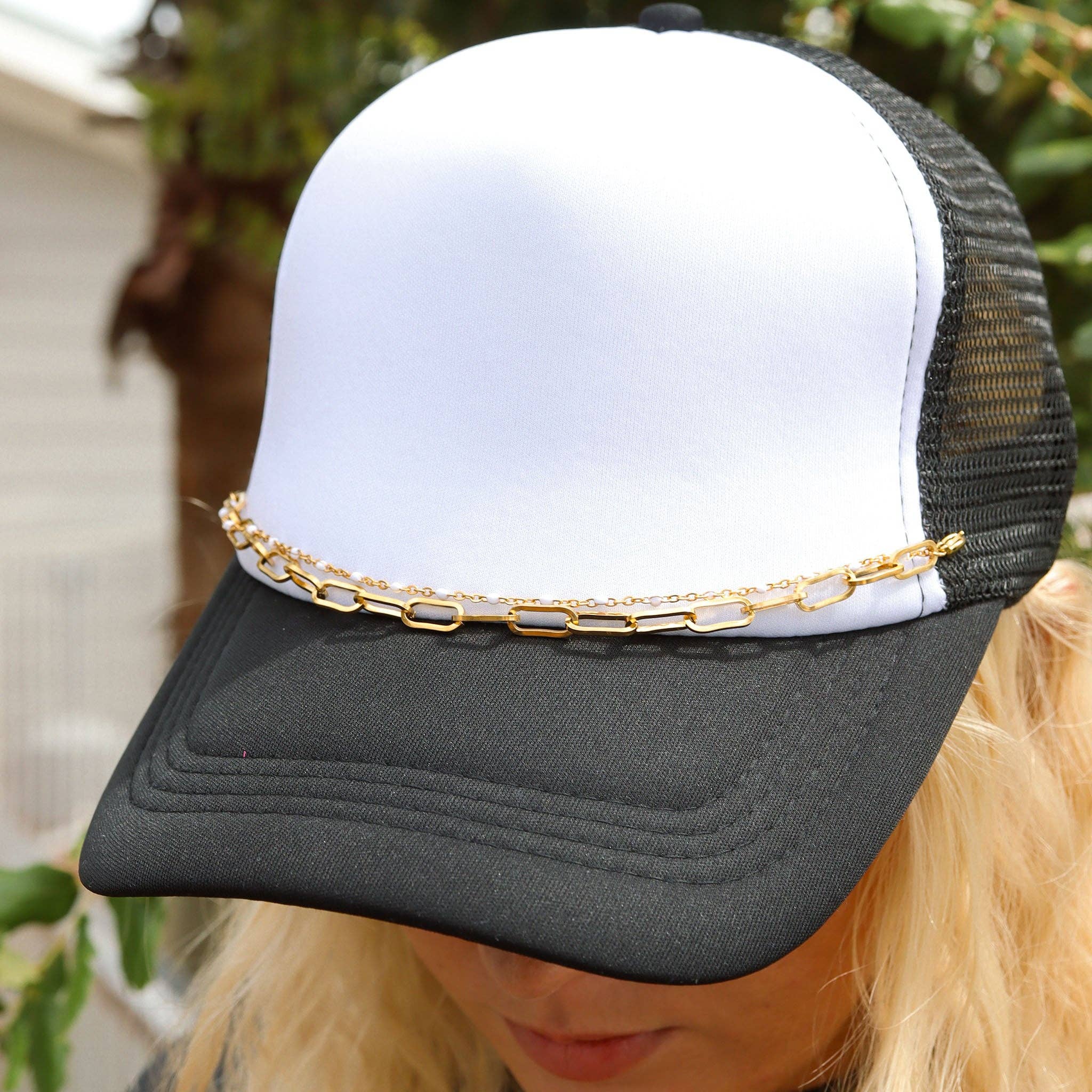 WJW – wholesale Hat accessory – Women's – Trucker Hat Chain: Paperclip and Satellite Layered Chain Set7