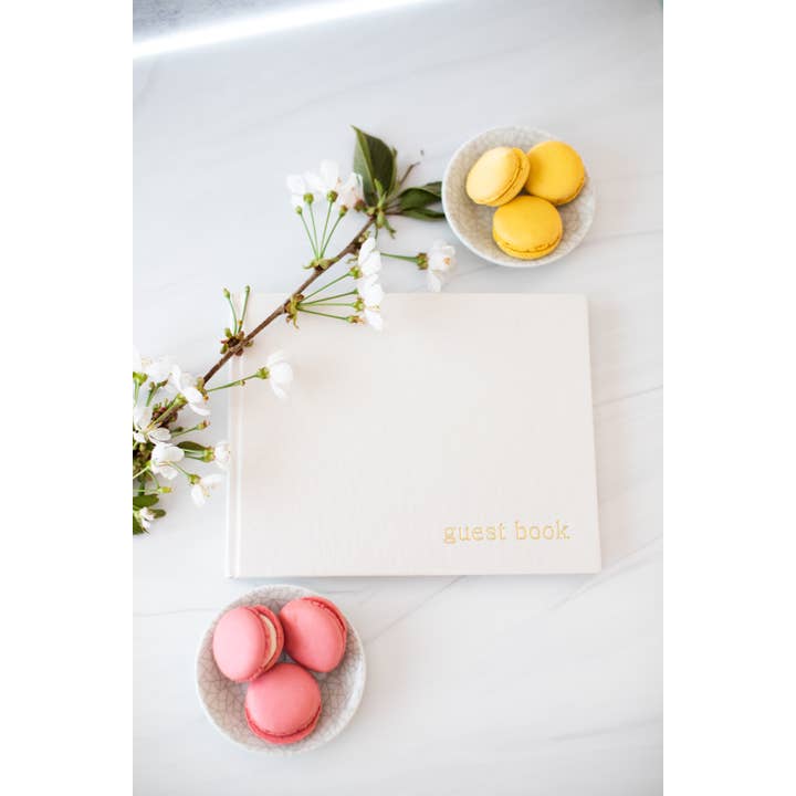 Pearhead - Vente Livre d'or - Livre d'or en lin, ivoire classique avec écriture dorée7