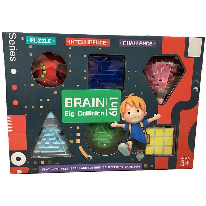 Texas Toy Distribution - Wholesale Fidget Toy - Kids - 6-in-1 Big Brain Collision Fidget Set