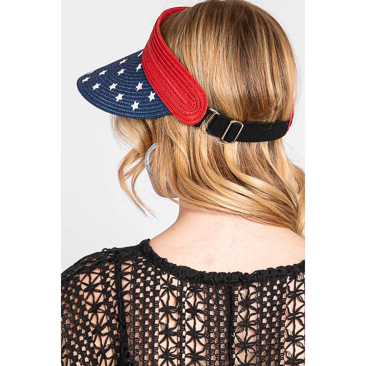 anbfashion - Wholesale Visor - Women's - AMERICAN FLAG ROLL UP SUN VISOR WITH ELASTIC BAND MH0163-