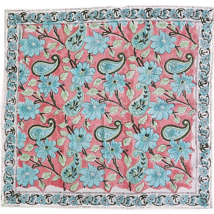 Rose Sky Paisley - Bloktrykt bomuldsbandana (KK1544) for engroshandel hos White Lotus Fashions