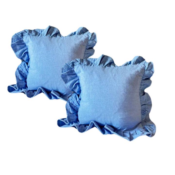 Blue Decorative Ruffled Accent Throw Pillow Covers(2 covers) for wholesale by Snazzy Living