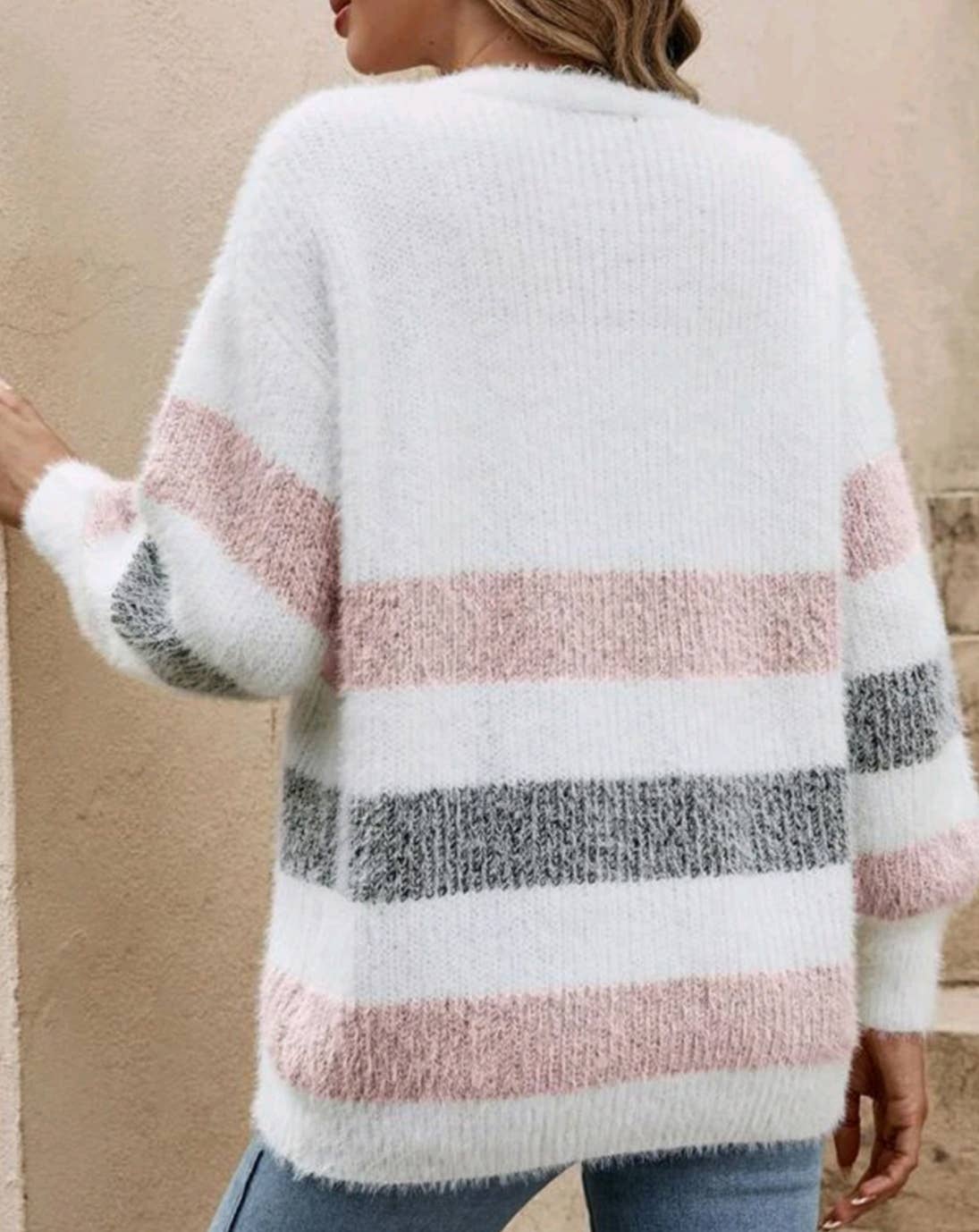 HIDDENBRAND - Wholesale Knit Sweater - Women's - Fall soft loose striped button cardigan5