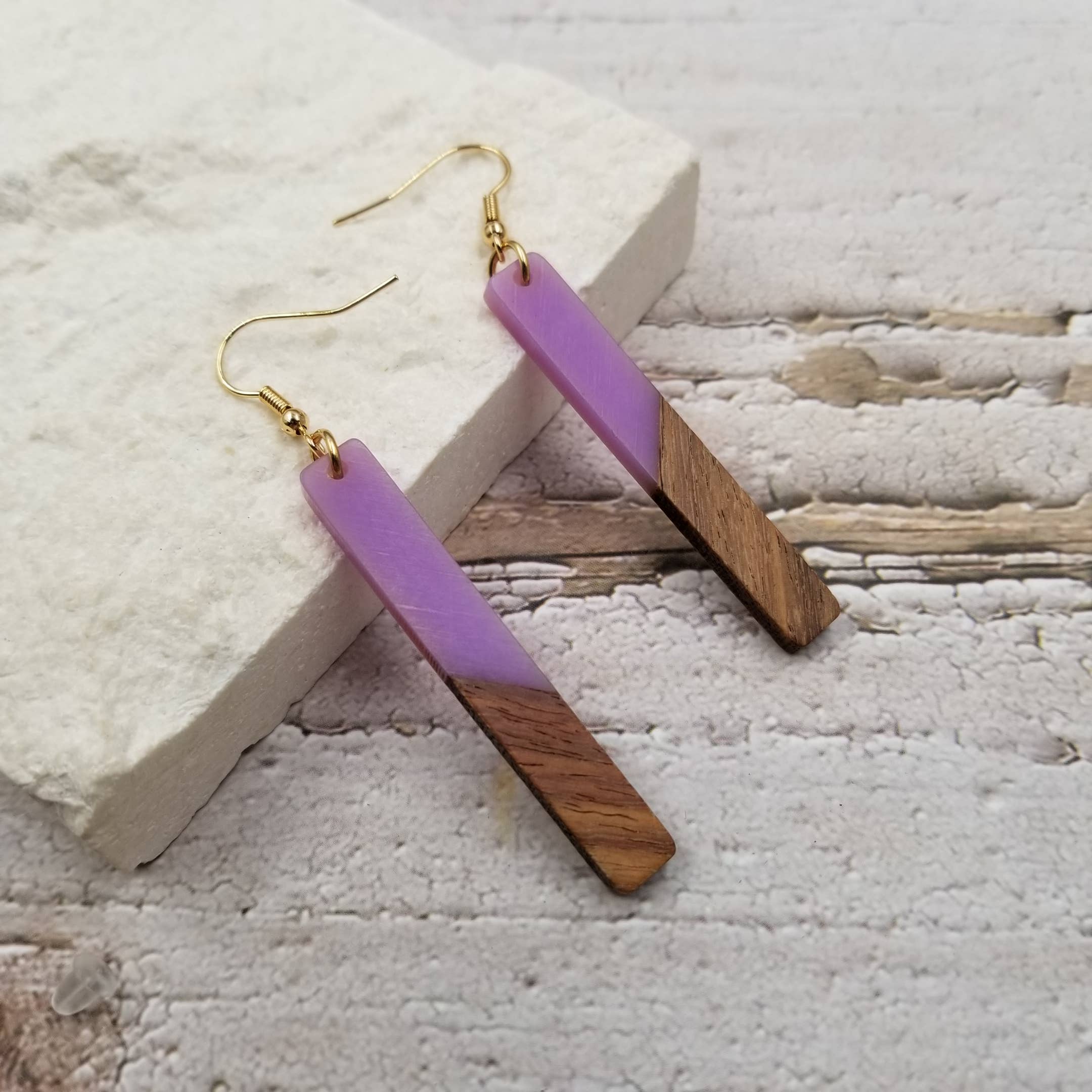 Treasure Wholesale - Wholesale Dangle Earrings - Stick Resin & Wood Drop Earrings3