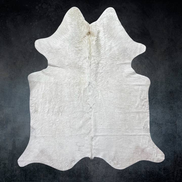 Large White Cowhide Rug Size 6.9x 7.3 ft ---5283 for wholesale by Rodeo