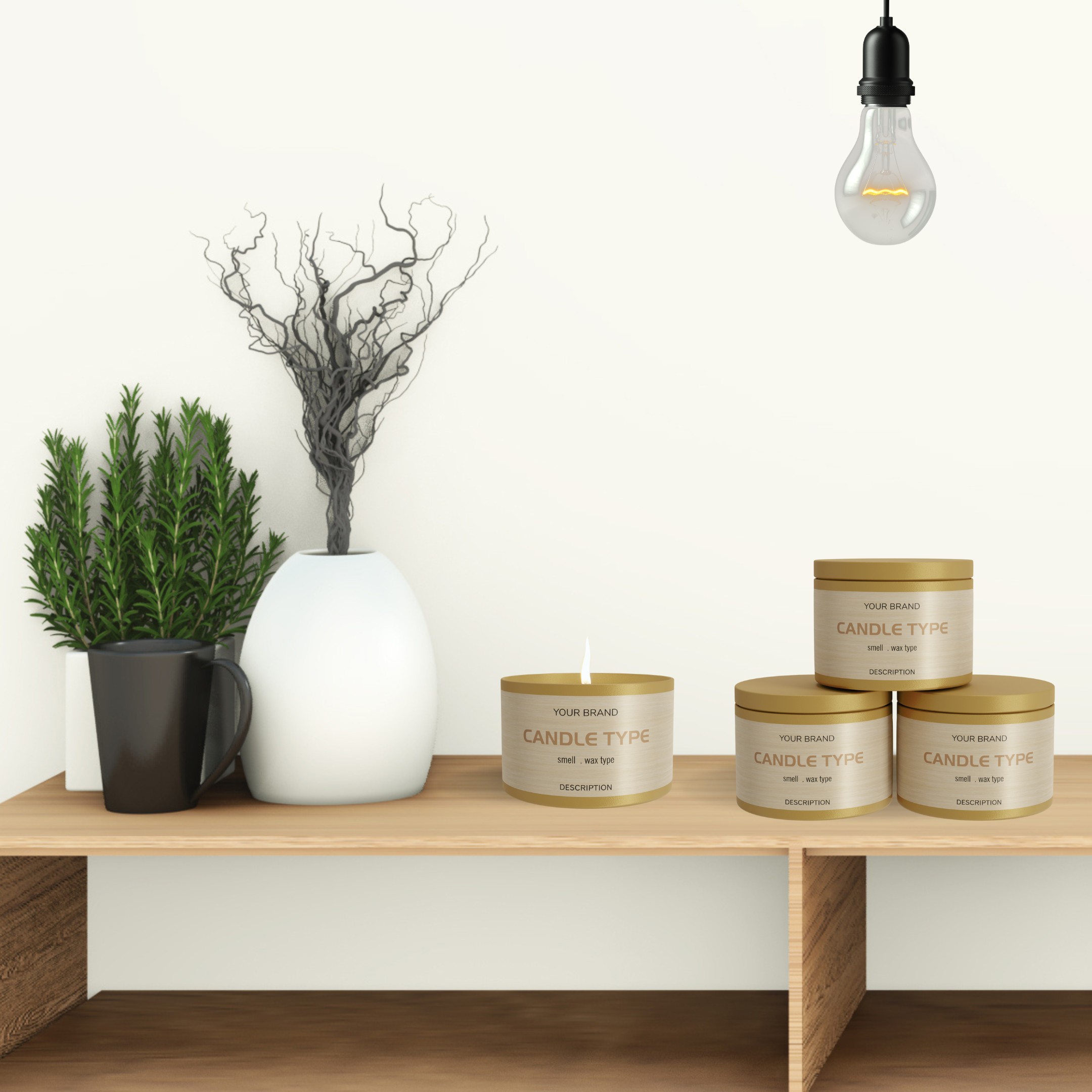 True Candle - Wholesale Candle Holder - True Candle 24 4oz Candle tins - Gold4