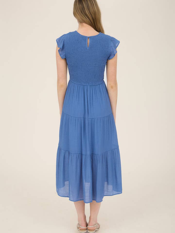Blu Pepper - Venta al por mayor Vestido - Mujer - Vestido midi con volantes y cuerpo fruncido34