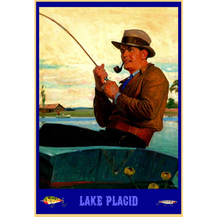 Lake Placid NY Fly Fishing for Trout Travel Poster 16 x 24 for wholesale by BMS BIZ