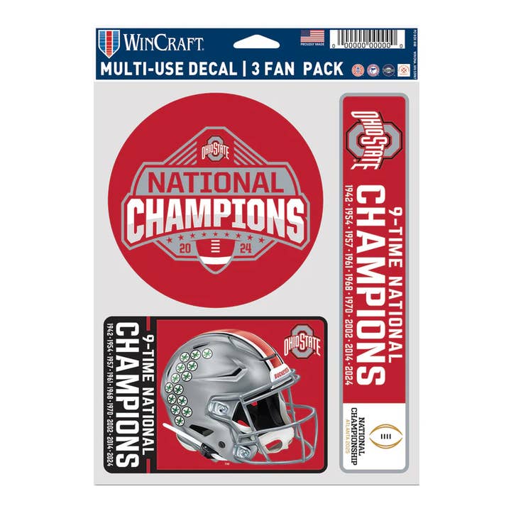 Ohio State Buckeyes 3 autocolantes Campeões Nacionais por atacado de Turnovers Inc