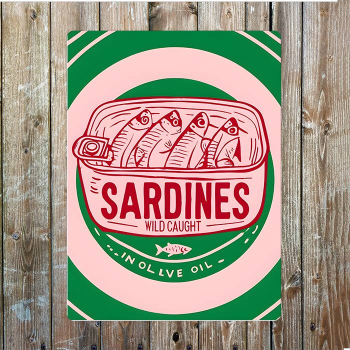 Sardine Can Wild Caught Kitchen Metal Sign Plaque for wholesale by The British Metal Signs Company