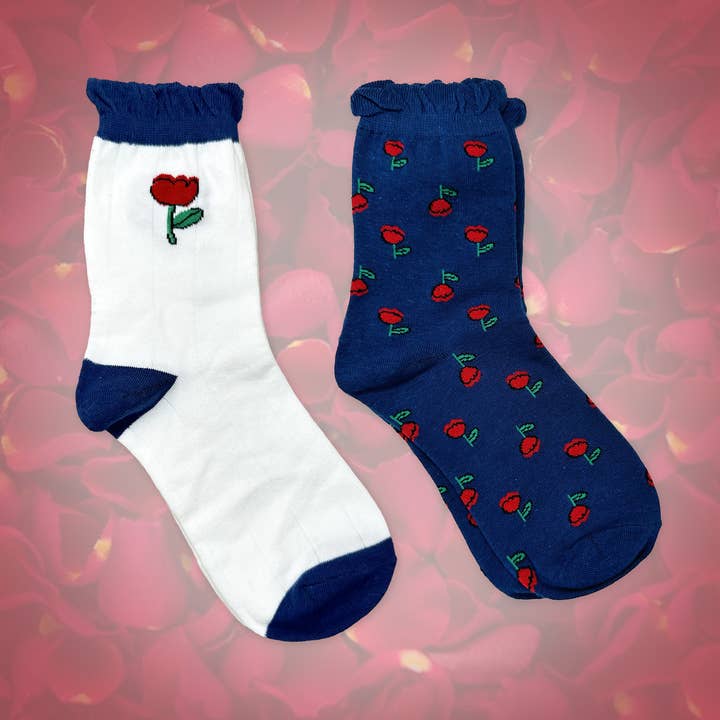 Sweet Ruffled Rose Belle Socks – Romantic Floral Style for wholesale by Rainbow Unicorn Birthday Surprise