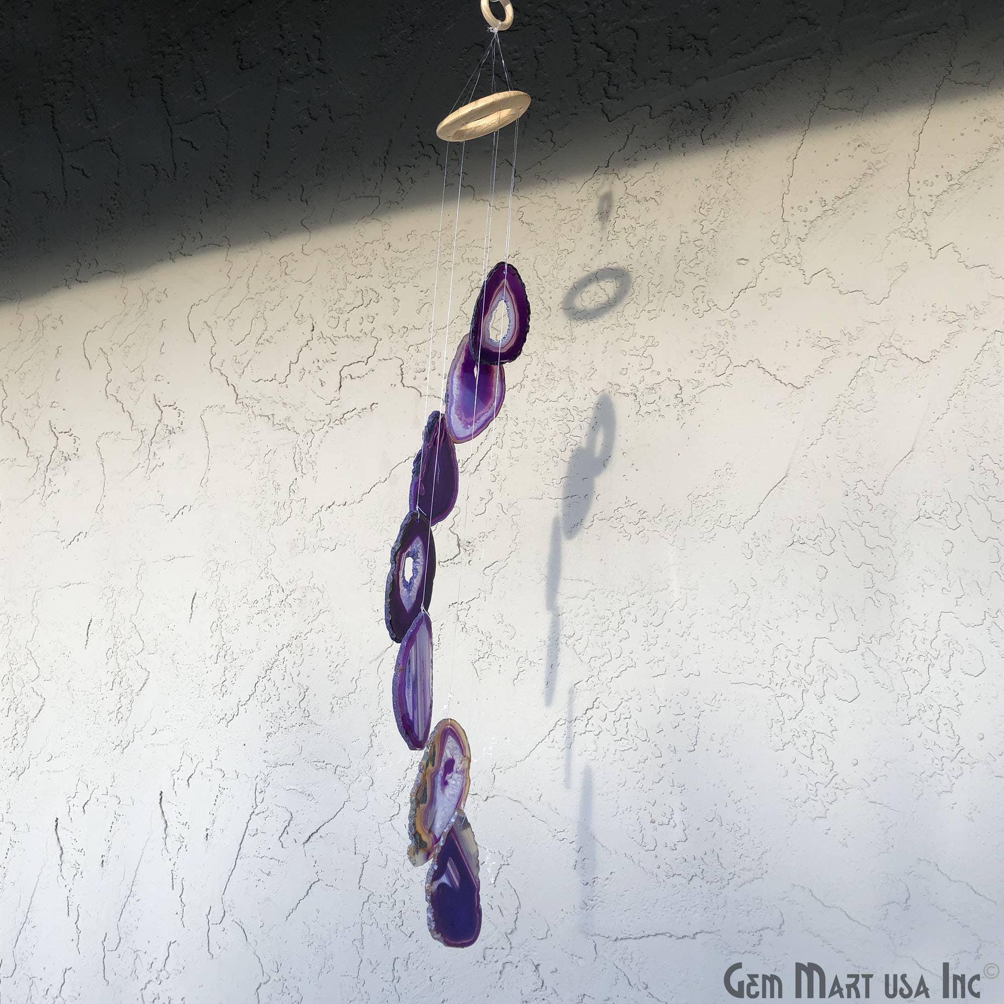 GemMartUSA - Wholesale Wind Chime - Wind Chime in Natural Purple Agate for Outside, Home Decor4
