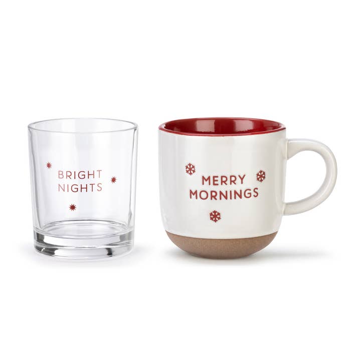 Christmas Eve/Morning Mug and Glass Set - Merry & Bright for wholesale by DEMDACO