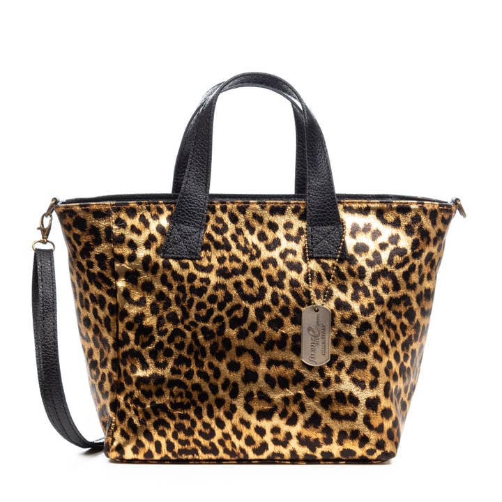Cassandra bolsa tote. Pele autêntica Camurça leopardo, lacado por atacado de FIRENZE ARTEGIANI
