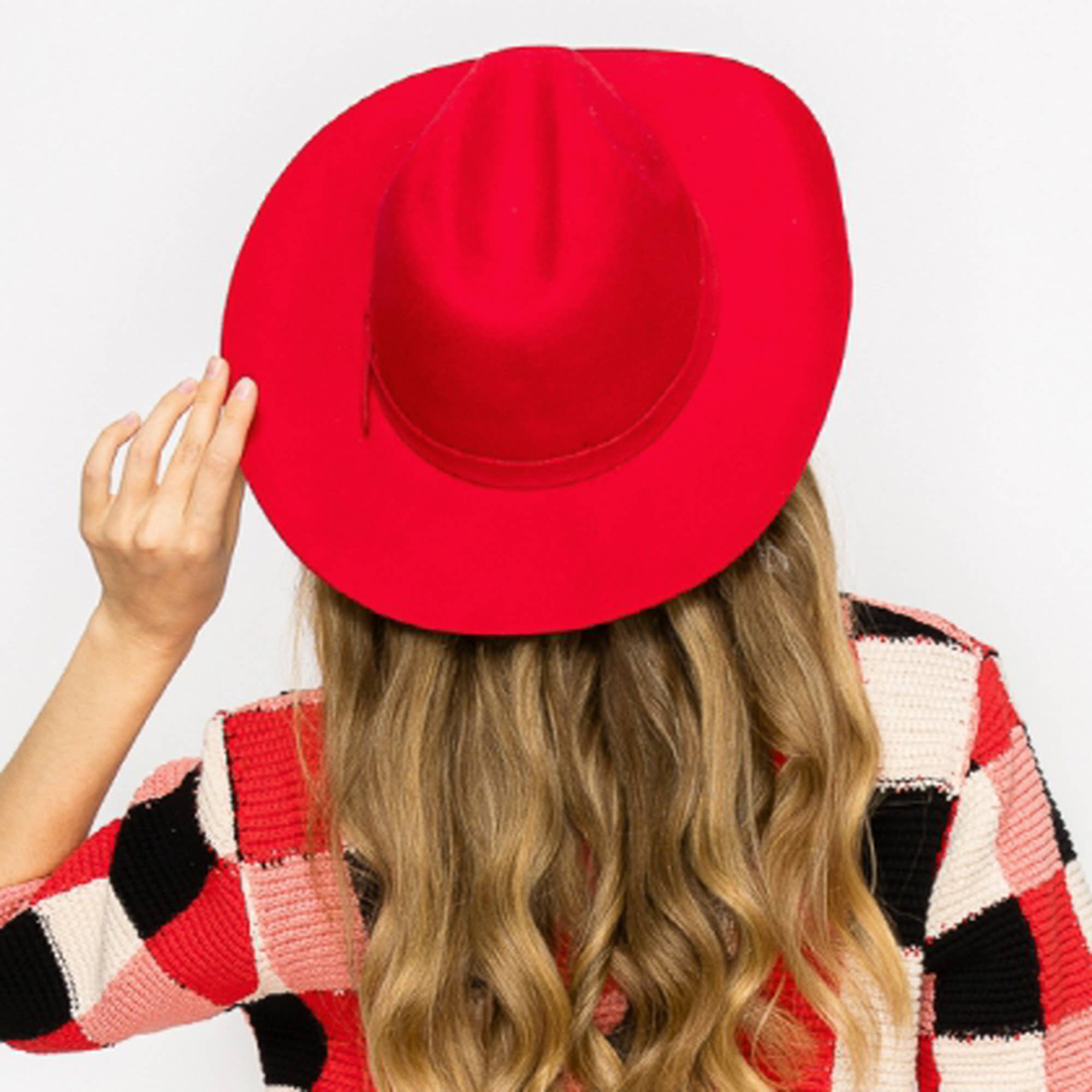 Red Premium Wool Pencil Brim Hat -Red for wholesale on Faire13