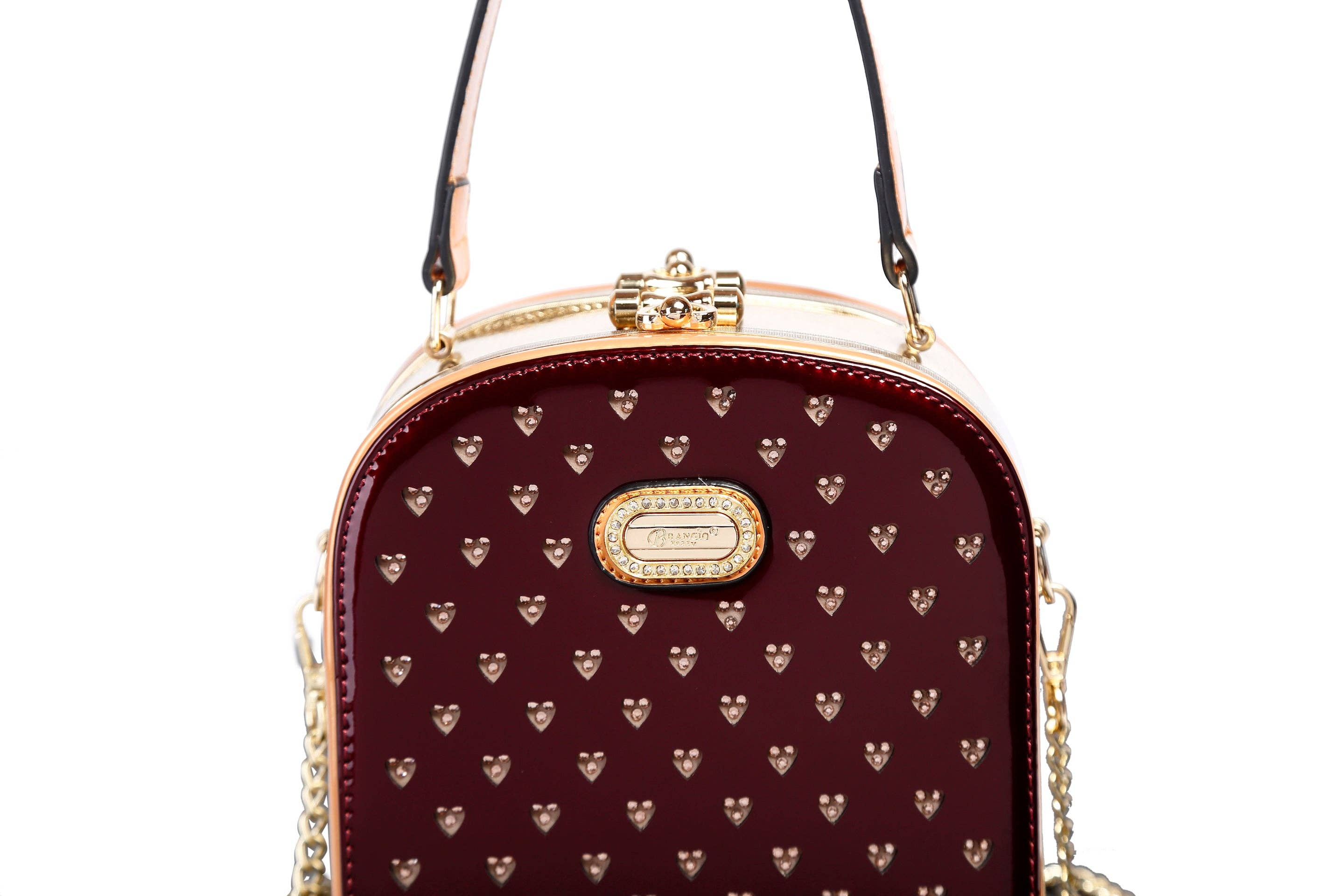 Brangio (Italy) Company Inc. - Vente Sac à main avec poignée sur le dessus – femme - Sac à main box élégant orné de cœurs Brangio Italy7