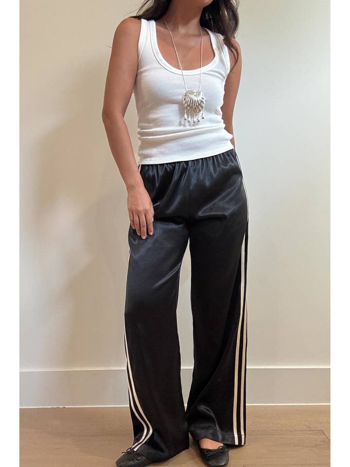 Side Stripe Satin Pants for wholesale by Et Clet