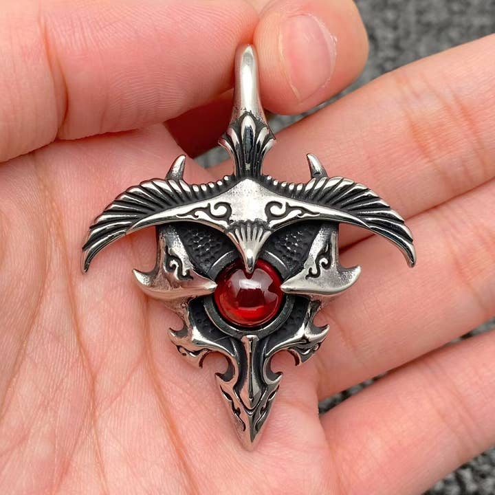 Inlaid Glass Eagle Stainless Steel Craft Pendant - MJ/MNP for wholesale by Mio Queena