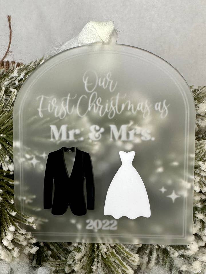 Mr and Mrs ornament for wholesale by Xtina’s Craft Corner