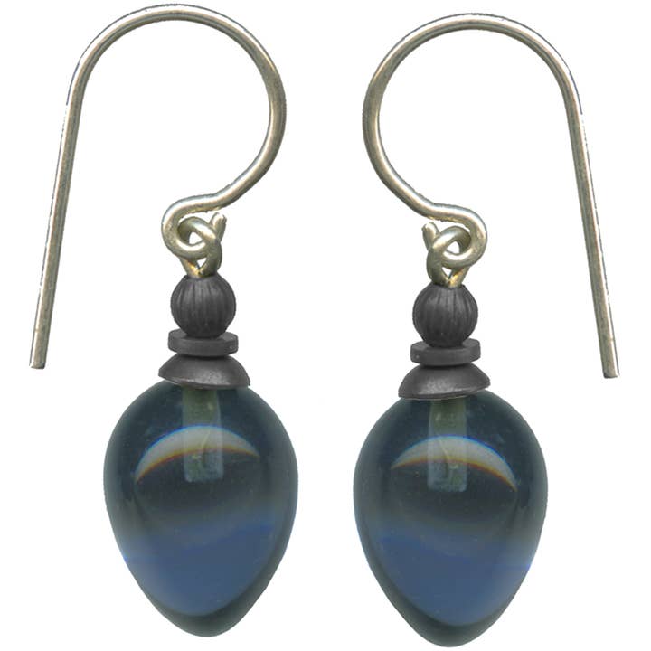 MINI BERRIES 29 - INDIGO BLUE GERMAN GLASS DROP EARRINGS for wholesale by Owen Glass Collection