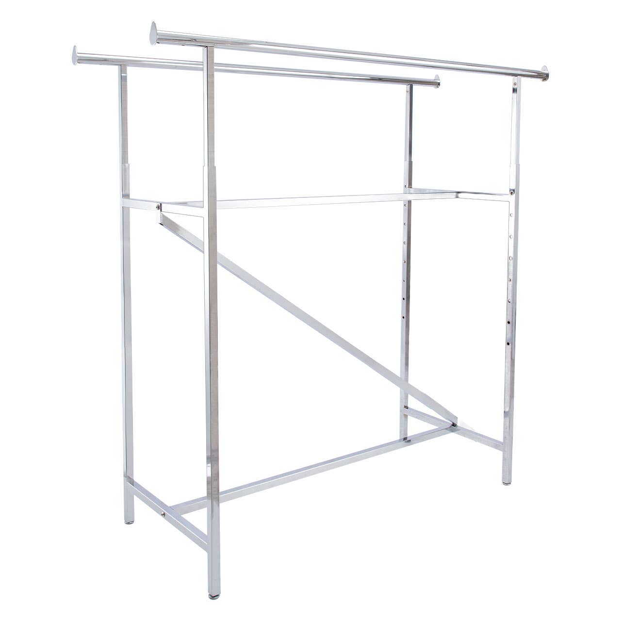 Store Supply Warehouse - Wholesale Retailer Display - Accessories - Chrome Double-Rail Clothing Rack With Z-Brace 3