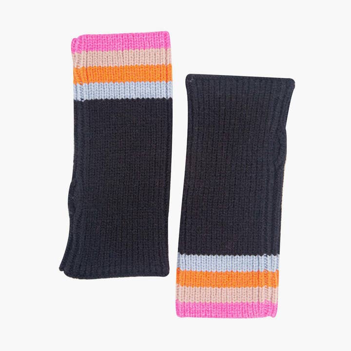 Sarta Accessories - Wholesale Hand warmer - Dollie Wrist Warmers- Black, Rainbow Stripe0