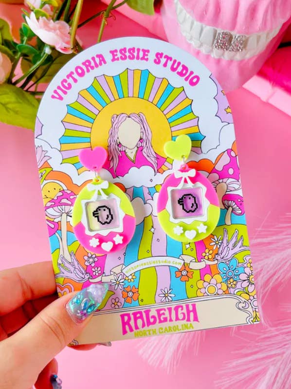 Y2K Tomagotchi Earrings for wholesale by Victoria Essie Studio