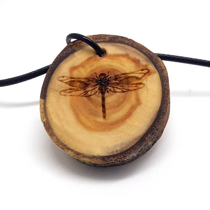 Dragonfly Wooden Pendant Necklace, Simple Nature Inspired for wholesale by Lyoncraft