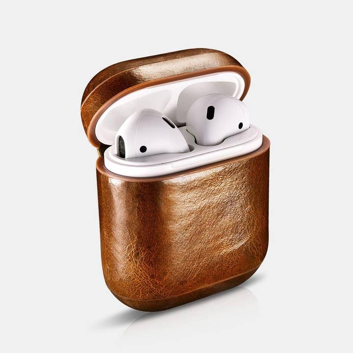 CairPods - Wholesale Airpod/Earbud Case - Men's - Luxury Premium Leather AirPods 1 & 2 Case - Light Brown1