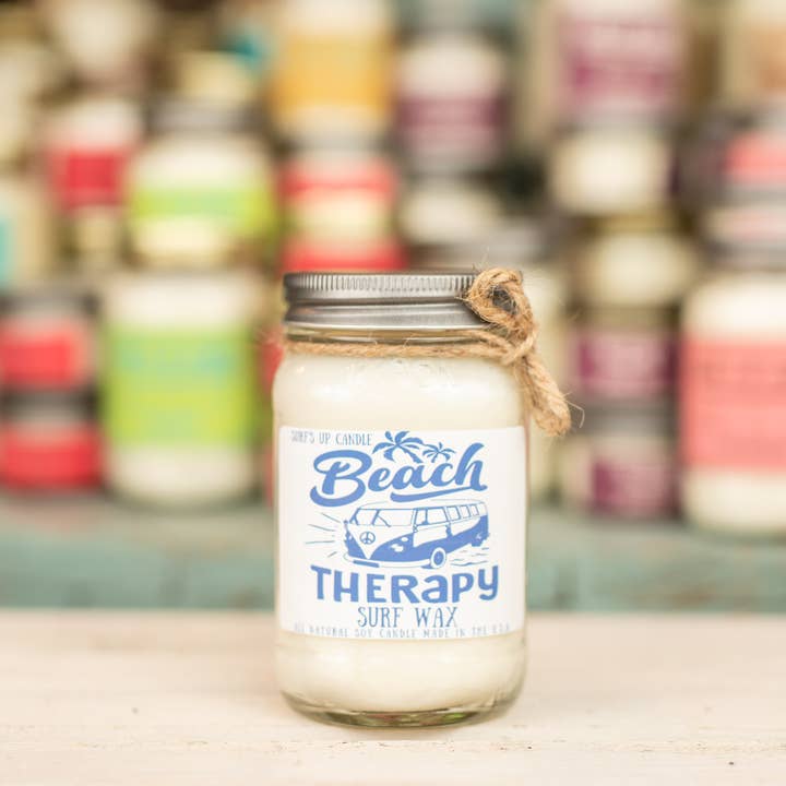 Beach Therapy Surf Wax Mason för wholesale av Surfs Up Candle