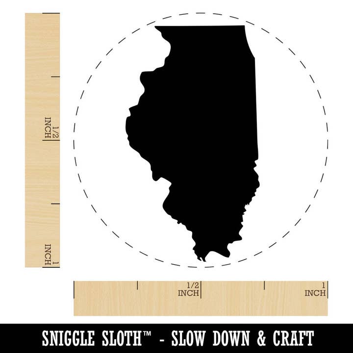 Illinois State Silhouette Rubber Stamp for Stamping Crafting Planners for wholesale by Sniggle Sloth