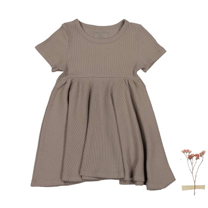 The Jurk met korte mouwen - Taupe voor wholesale door Lovely Littles