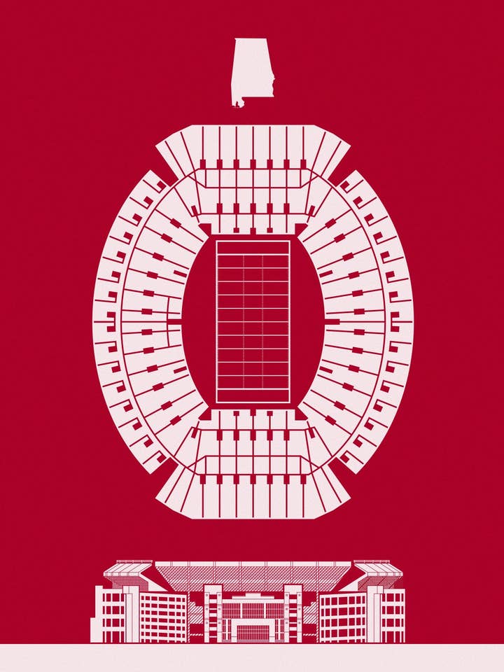 Bryant-Denny Stadium Screenprint for wholesale by NOMO Design