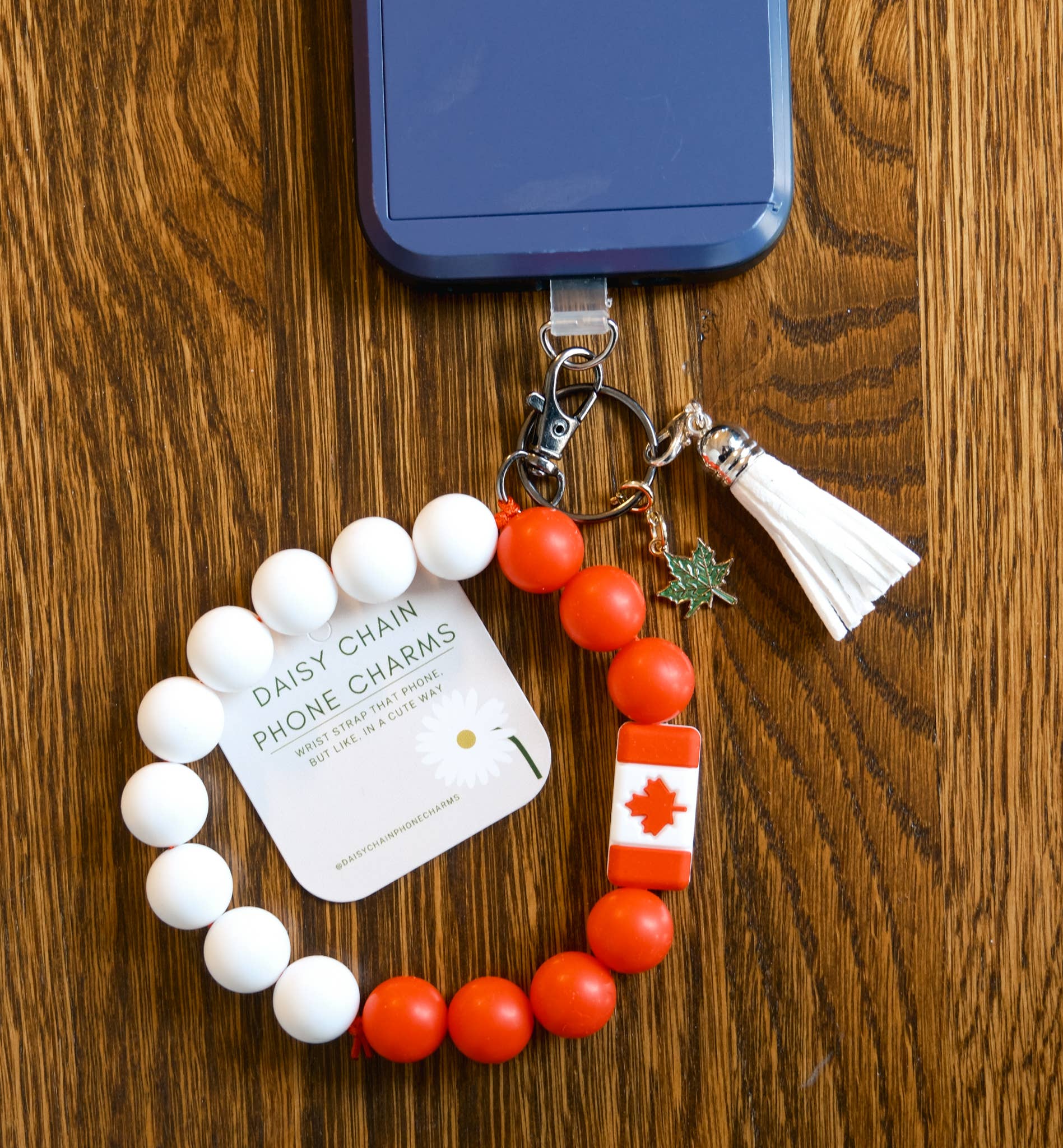 Daisy Chains Phone Charms – Engroshandel Rem til telefonetui – Silikoneperle Telefoncharme Armbånd: Canadisk Stolthed3